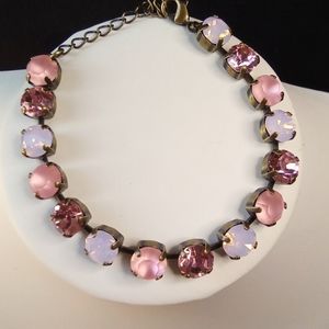 Pink Rose Matte & Opal Gold Plated Bracelet Made With Genuine Swarovski Crystals